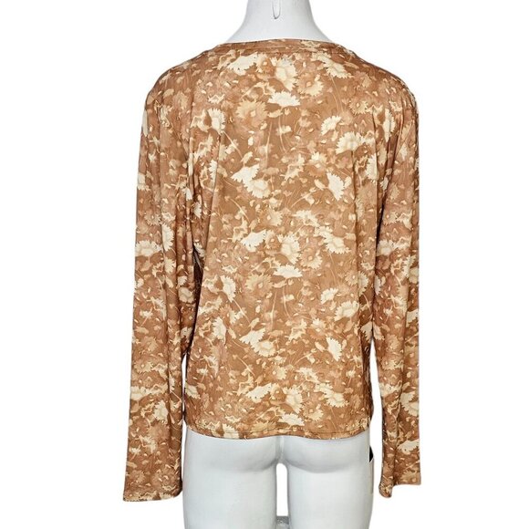 Aritzia Wilfred Hour Long Sleeve Shirt  Size XL Crew Neck Stretch Jersey Floral - Picture 4 of 7